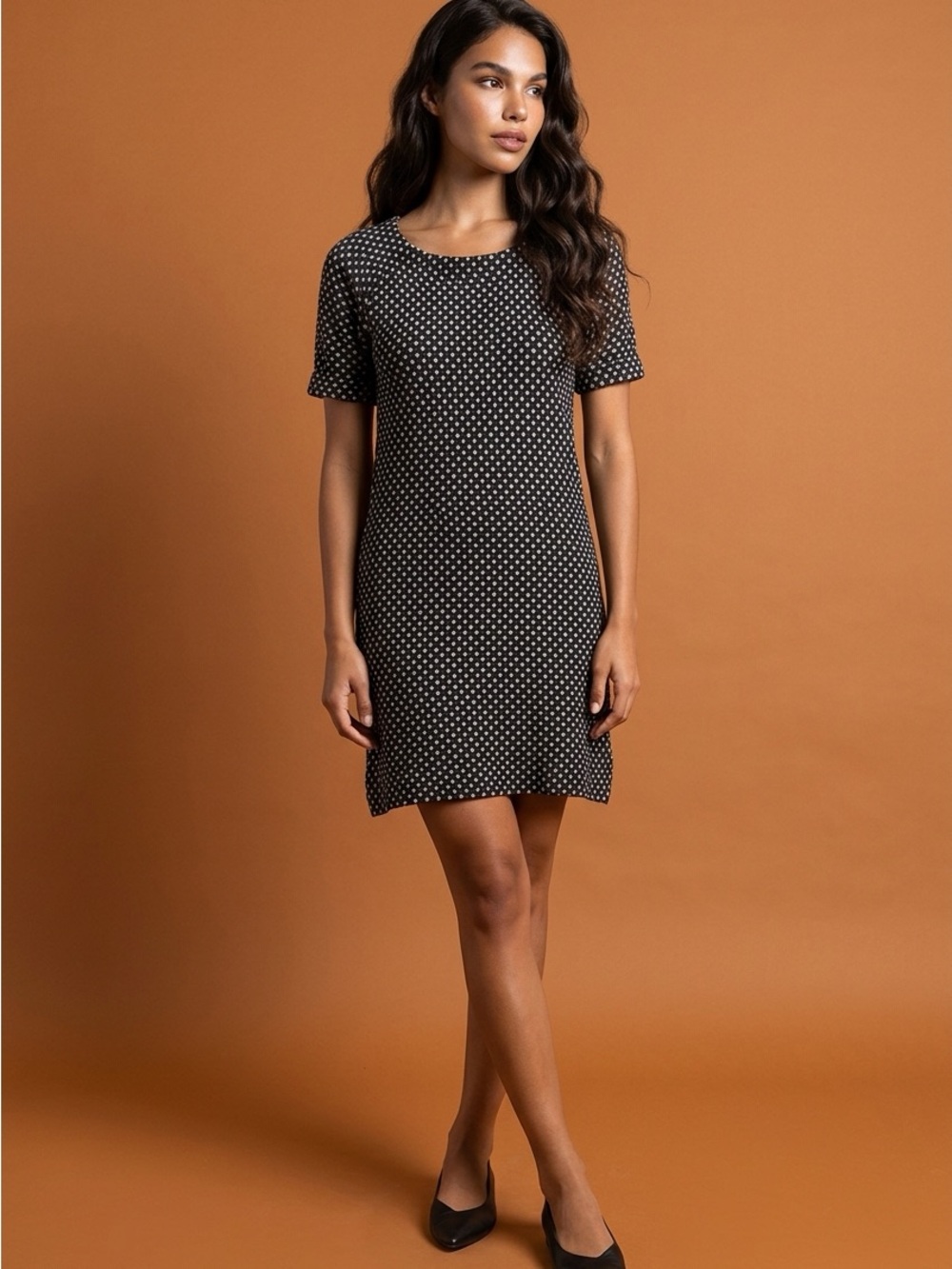 J.Crew Collection Black & White Geometric Knit Shift Dress
